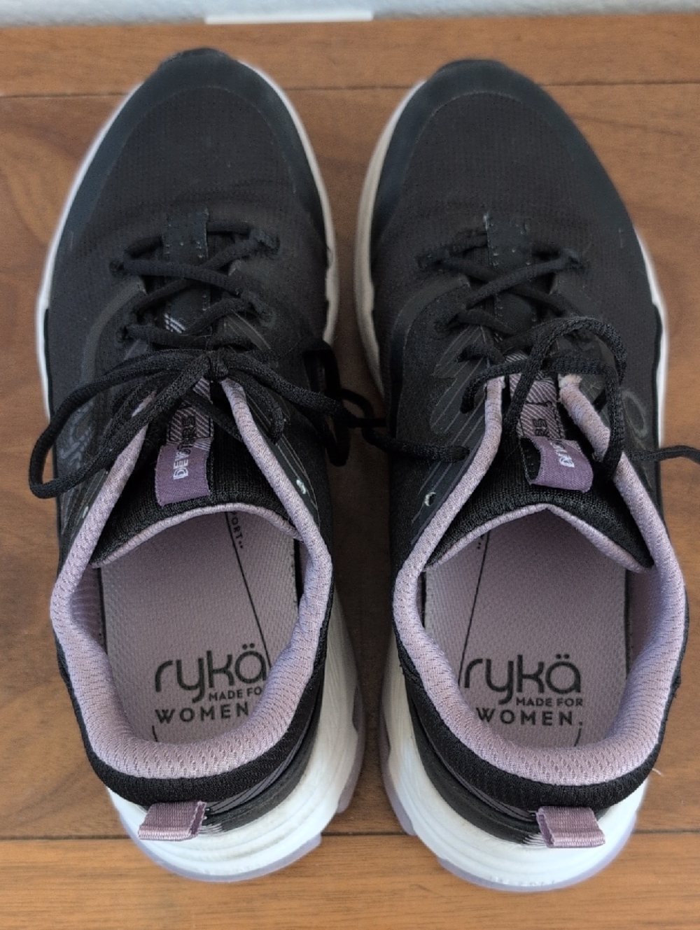 Ryka Black Athletic Sneakers with Lavender Accents